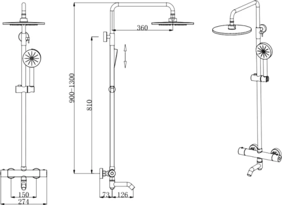 Душевая стойка Bronze de Luxe Scandi 11060B