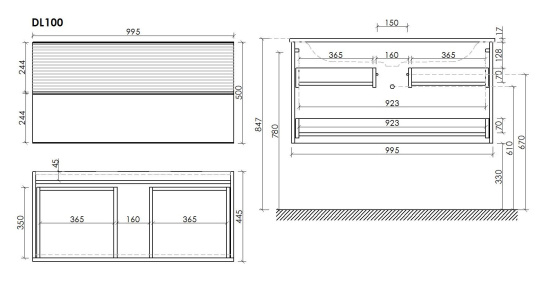 Тумба с раковиной Sancos Delta 100 дуб красный/графит, DL100GR