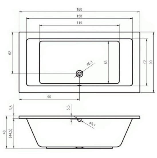 Акриловая ванна Riho Lusso 180x90 см