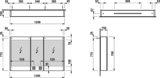 Зеркало-шкаф Laufen Frame 25 с подсветкой и монтажной рамой
