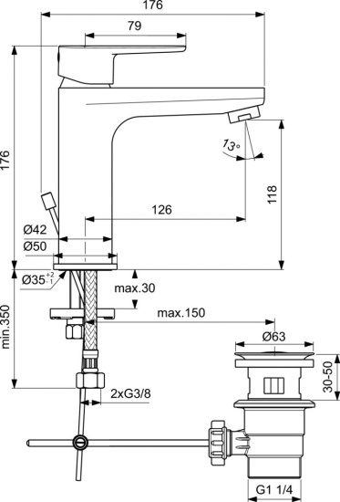 Смеситель для раковины Ideal Standard Cerafine O BC496AA
