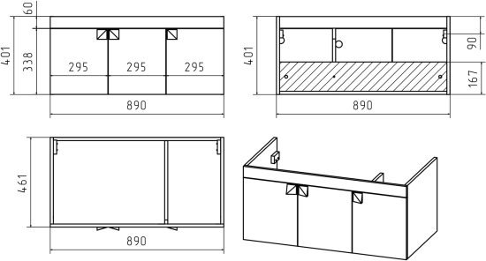 Тумба с раковиной Misty Сахара 90 песочная