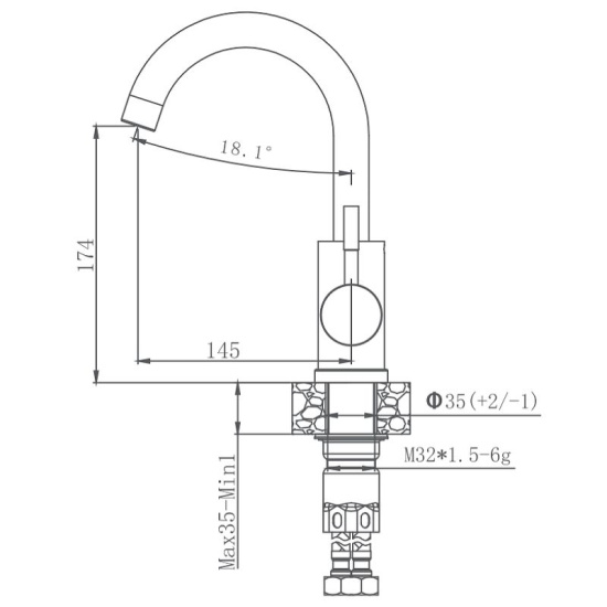 Смеситель для кухни Haiba HB72304-3 сталь