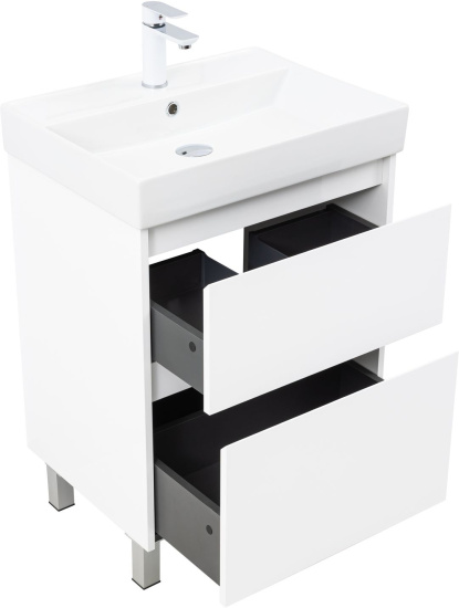 Тумба с раковиной Aquanet Nova Lite 2.0 60 напольная, белый глянец
