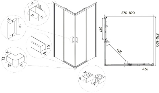 Душевой уголок Veconi Rovigo RV-47 90x90