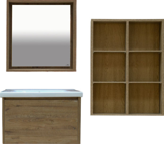 Зеркало Misty Даллас 80 светлое дерево, с подсветкой