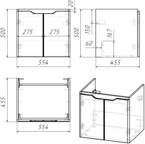 Мебель для ванной Dreja Q(D) 60 белый глянец