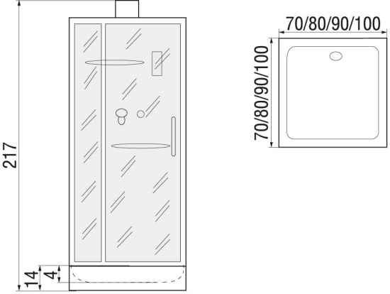 Душевая кабина River Tana 80 Б/К 80x80x15