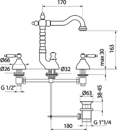 Смеситель для раковины Webert Dorian DO750202015