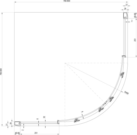 Душевой уголок Ravak BLCP4-80 Sabina Transparent, профиль белый