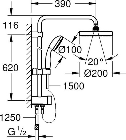 Душевой комплект Grohe BauFlow 23632000 + 27389002