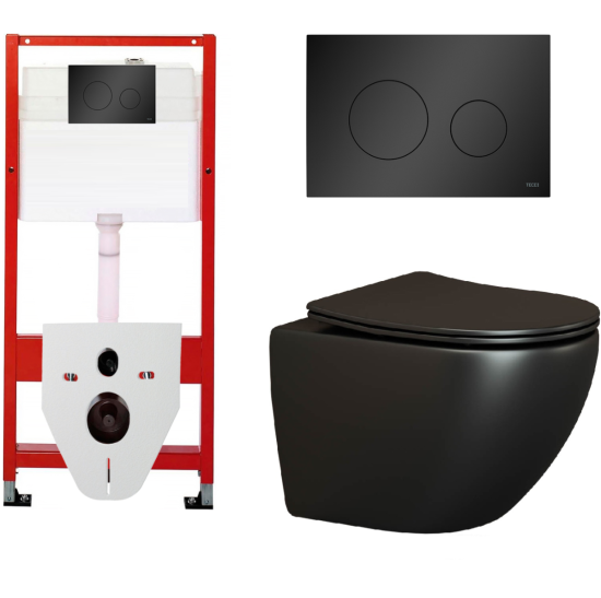Инсталляция Tece TECEbase K440925 с кнопкой + унитаз подвесной Ceramicanova Metropol CN4002MB