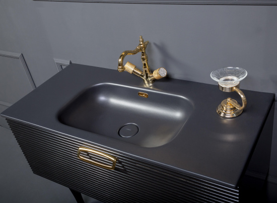 Тумба с раковиной Armadi Art Vallessi 80 темный матовый фактурный
