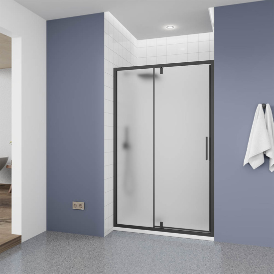 Душевая дверь в нишу Veconi Ottimo P20 B OP20B-110-07-C9, профиль черный матовый, стекло матовое