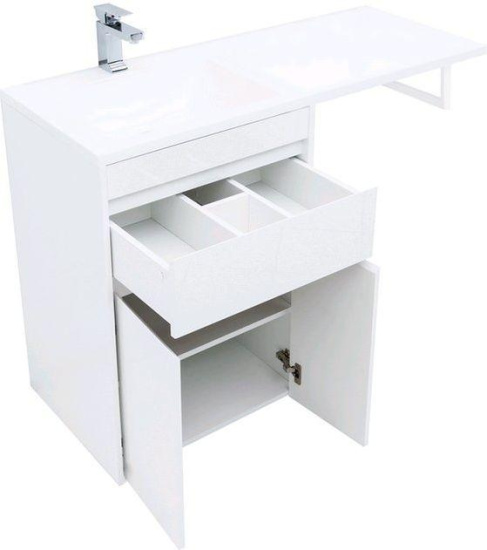Тумба с раковиной Aquanet Токио 120 L белая напольная, 1 ящик, 2 дверцы