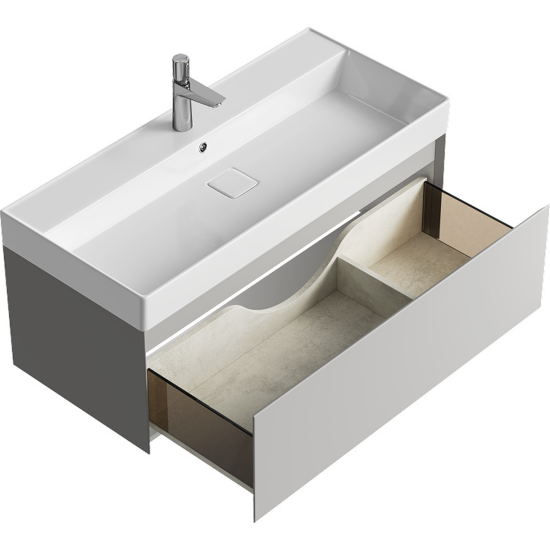 Тумба с раковиной Aqwella 5 stars Geometria 100 подвесная, 1 ящик, серый туман
