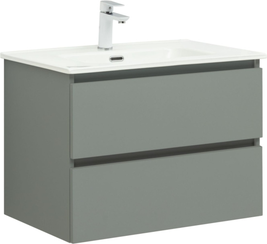 Тумба с раковиной Aquanet Вега 2.0 70 2 ящика, мисти грин, раковина Flat