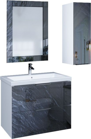 Тумба с раковиной Marka One Liriya 75П black stone