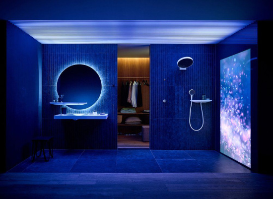 Шланговое подключение Hansgrohe Rainfinity Porter 500 26843700 с полкой и держателем