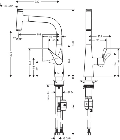 Смеситель для кухни Hansgrohe Metris Select M71 14857800 сталь