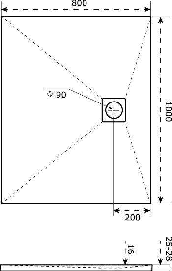 Поддон для душа Good Door Essentia 80x100 черный