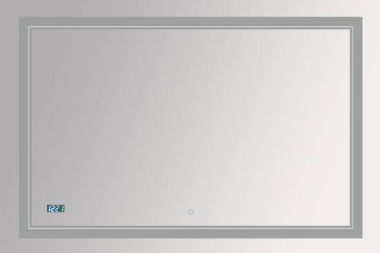 Зеркало Misty Неон 2 LED 120х80, с часами, сенсор на зеркале