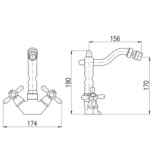 Смеситель для биде Rav Slezak Morava MK120.5/9SM, бронза