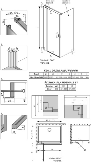Душевой уголок Radaway Nes KDJ II 120x90 L