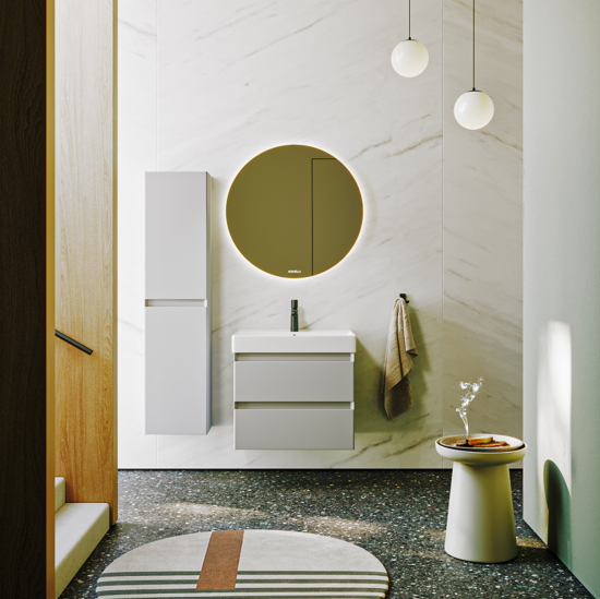 Тумба с раковиной Aqwella 5 stars Geometria 65 подвесная, 2 ящика, серый туман