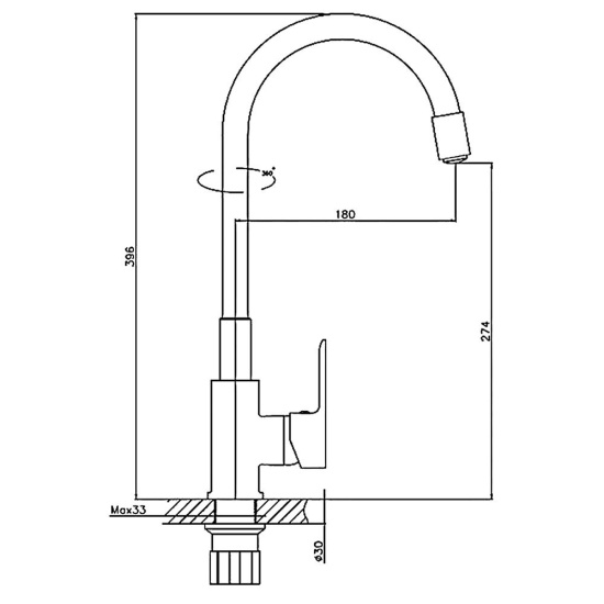 Смеситель для кухни Haiba HB70112-7 с гибким изливом, черный/хром