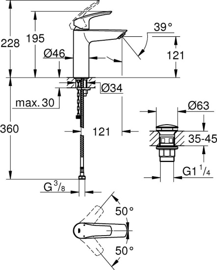 Смеситель для раковины Grohe Eurosmart 23989003