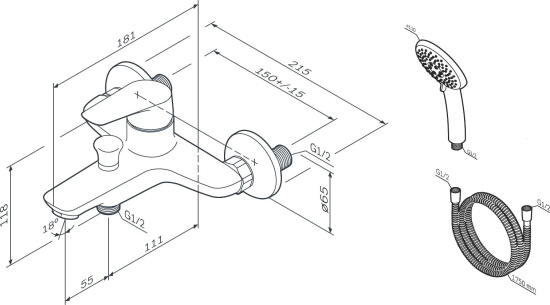 Смеситель для ванны AM.PM Joy F85E15000