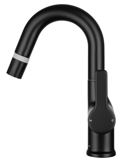 Смеситель для раковины Wonzon & Woghand WW-FE01L212-MB с выдвижным изливом