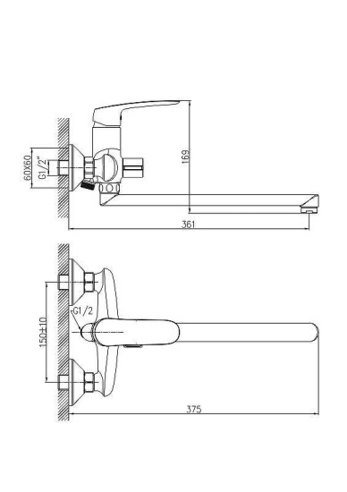 Смеситель для ванны Haiba HB22183 хром