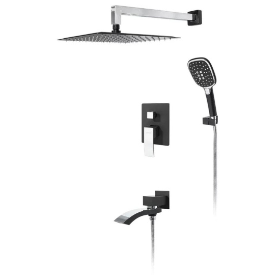 Душевая система Hansberge H6077BC, черный/хром