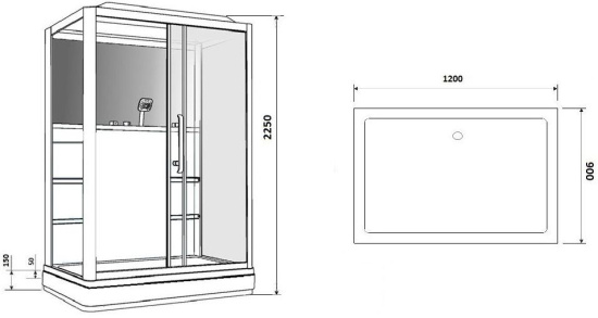 Душевая кабина Grossman GR-227 R 120x90 см черная