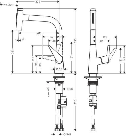 Смеситель для кухни Hansgrohe Talis Select M51 72824800 сталь