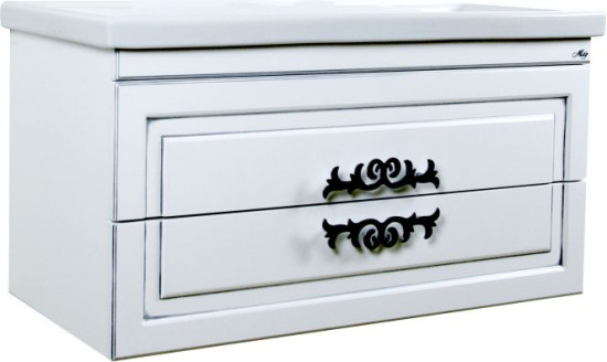 Мебель для ванной Misty Дели 80 белая, патина серебро