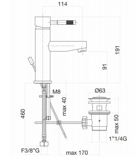 Смеситель для раковины Webert Rimini RI830102560, черный