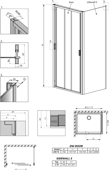 Душевой уголок Radaway Evo DW+S 75х70