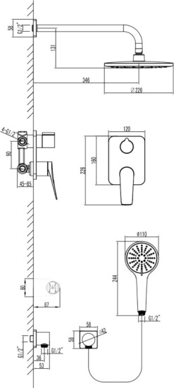 Душевая система Lemark Bronx LM3729GM с внутренней частью