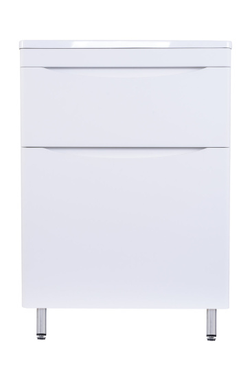 Тумба с раковиной Style Line Бергамо мини 60 2 ящика Люкс антискрейтч белая, Plus напольная