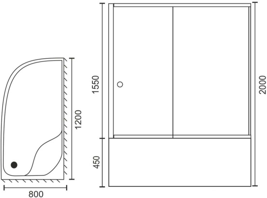 Душевой уголок Royal Bath BK RB8120BK-C-BL-R 120x80 с поддоном
