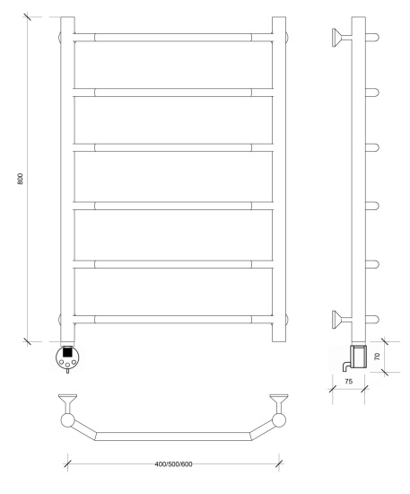 Полотенцесушитель электрический Secado Агата 1 80/50 L, хром