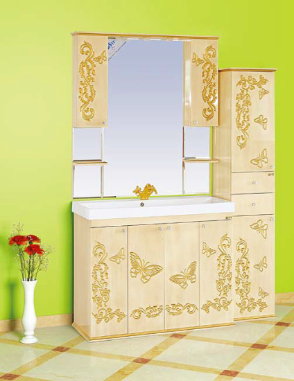 Мебель для ванной Misty Бабочка 105 бежевая, патина