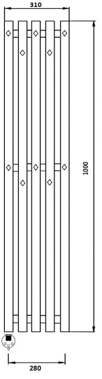 Полотенцесушитель электрический Secado Сандриго 5К 1000/280 L, черный матовый