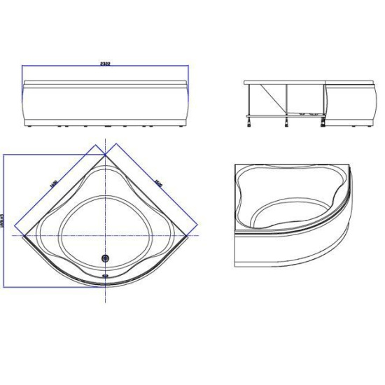 Акриловая ванна Akrilan Laguna del Medio 160x160