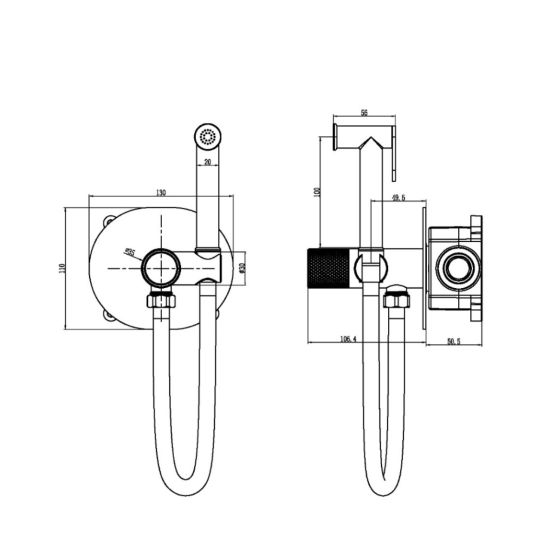 Гигиенический душ Boheme Tech 157-BRB со смесителем