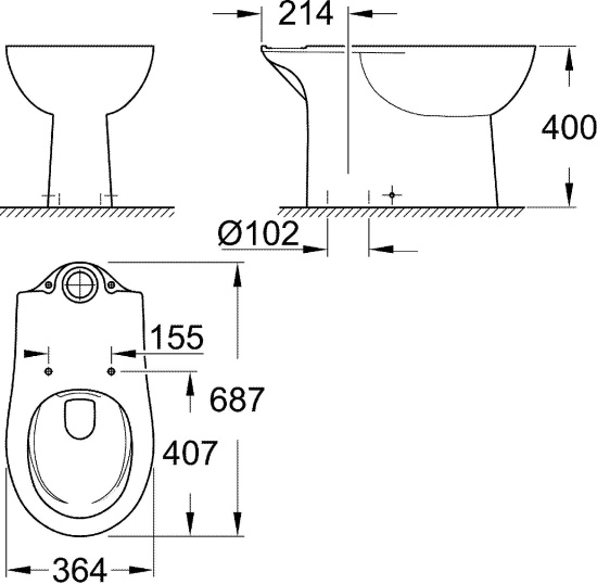 Чаша для унитаза-компакта Grohe Bau Ceramic 39429000