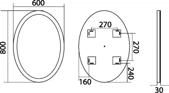 Зеркало Misty Неон 4 LED 60х80, сенсор на корпусе